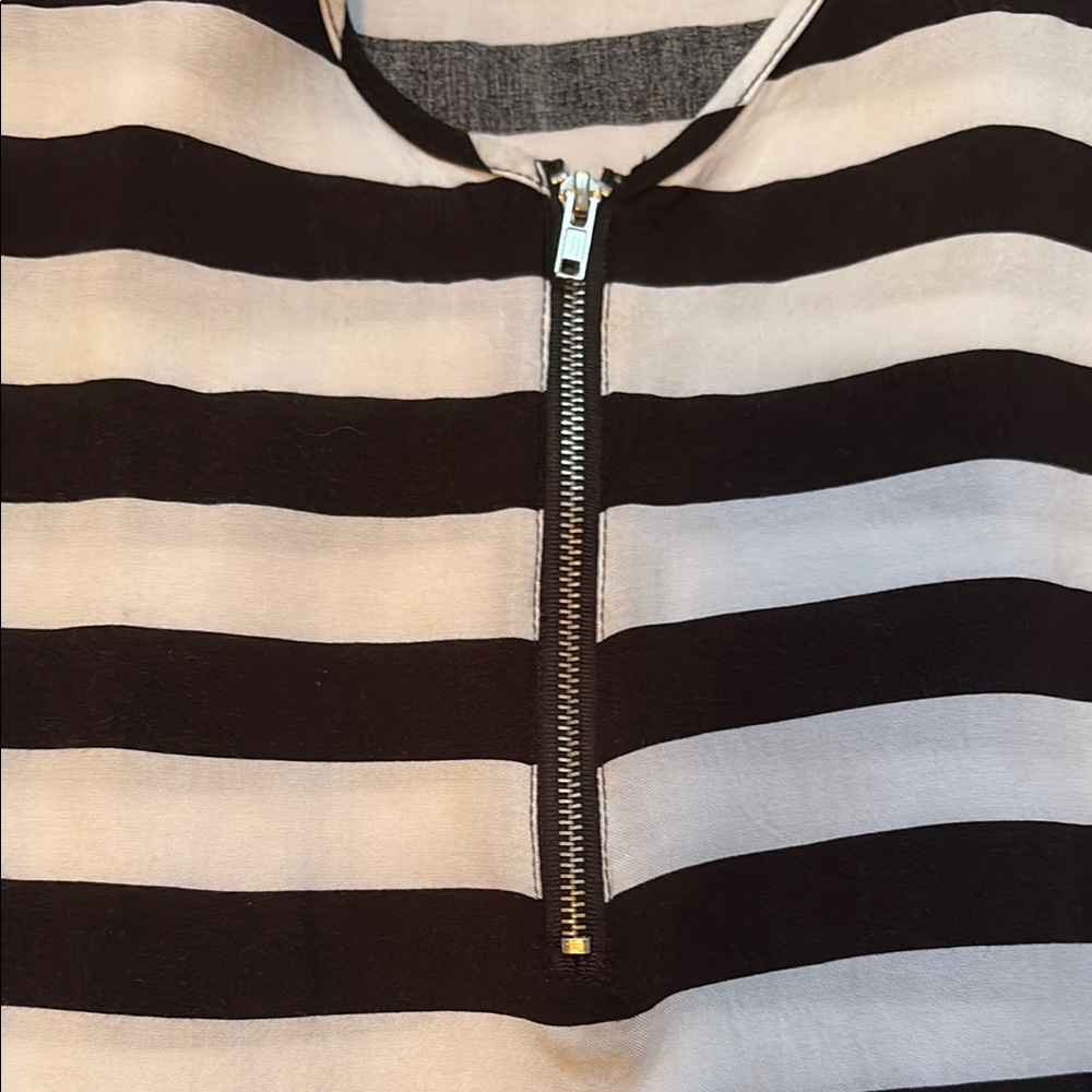 Cato Black and White Striped Blouse with V-Neck - Picture 2 of 5